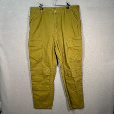 Zara Mens Size 34 Olive Green Cargo Canvas Tapered Leg Pants Workwear