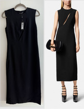 Versace Size 38 NEW Women's Cutout Modern Sleek Midi LBD Dress Black  $3,050
