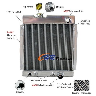 Für 1963-1965 Ford Mustang Falcon Comet 3.3 L6 4.3 4.7 V8 44mm Aluminum Kühler