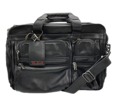 TUMI Organizer 2-Way Briefcase cuir noir hommes sac à main d'affaires 96141D4 - Photo 1/4