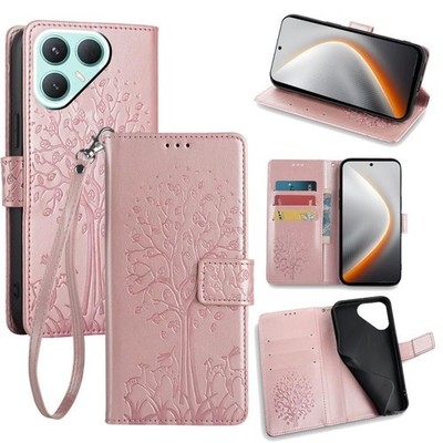 For Tecno Pova 7 Pro 5G Tree & Deer Embossed Leather Phone Case Cover Shell