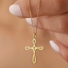 Infinity Cross Necklace Christian Faith Pendant Minimalist Religious Charm Gift