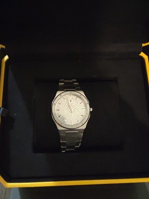 #11 IceTime ROYAL White 34mm Ladies White Gold Steel Watch Iced 0.10ct Diamond