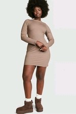 NWT Victoria's Secret PINK Stretch Ribbed Cotton Mock Neck Dress Size Medium