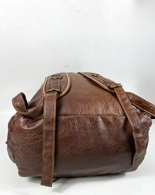 Vintage Diesel Backpack Brown Leather Y2K 90s Rare Bag Distressed