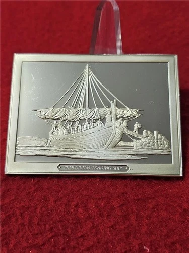 SHIPS' AHOY Phoenician Trading Ship 3.125 Troy Oz Sterling Silver Proof   #T0870