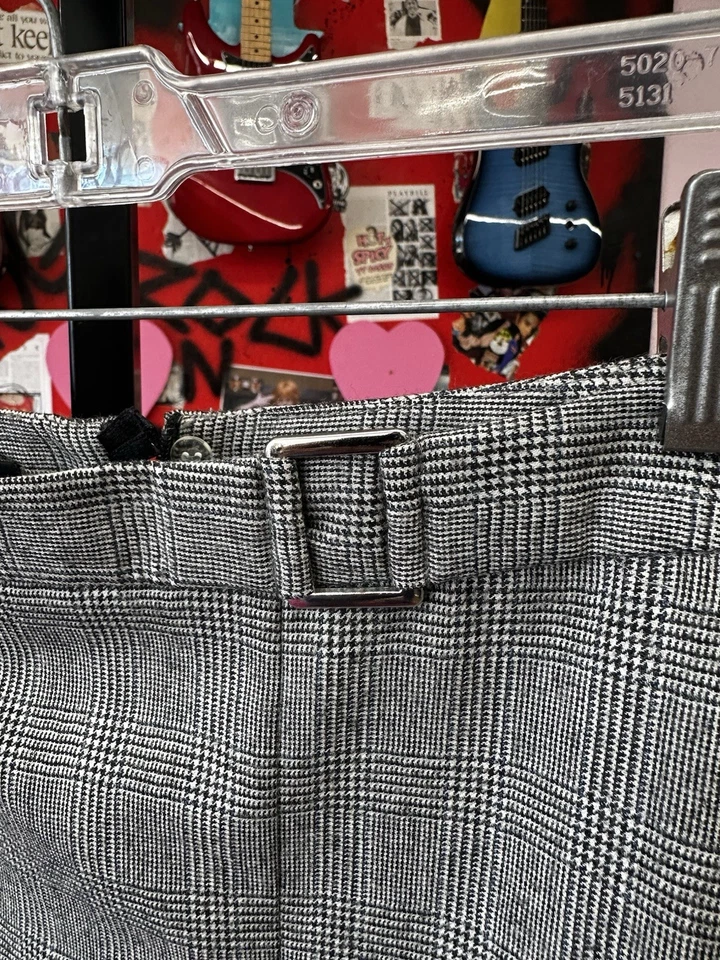 Falda de lana para mujer Brooks Brothers 346 talla 6 gris y negro detalle de metal a cuadros Foto 2 de 4