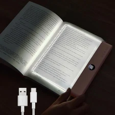 Book Light, Rechargeable Clear Flat Reading Light with 3 Colors & Timer, Dimm...