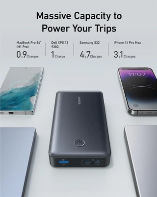 Anker 537 Powercore 24K mAh 65W Power Bank W/ 3 Ports (1 USB-A & 2