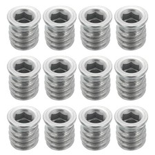 12pcs Threaded Inserts Nuts M5x12mm Hex Socket Drive Nut Inserts For Wood 12pcs Threaded Inserts Nuts M5x12mm Hex Socket Drive Nut Inserts For Wood