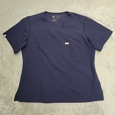 Figs Scrub Top Womens XL Blue Technical Collection Pocket Stretch Blend Casual