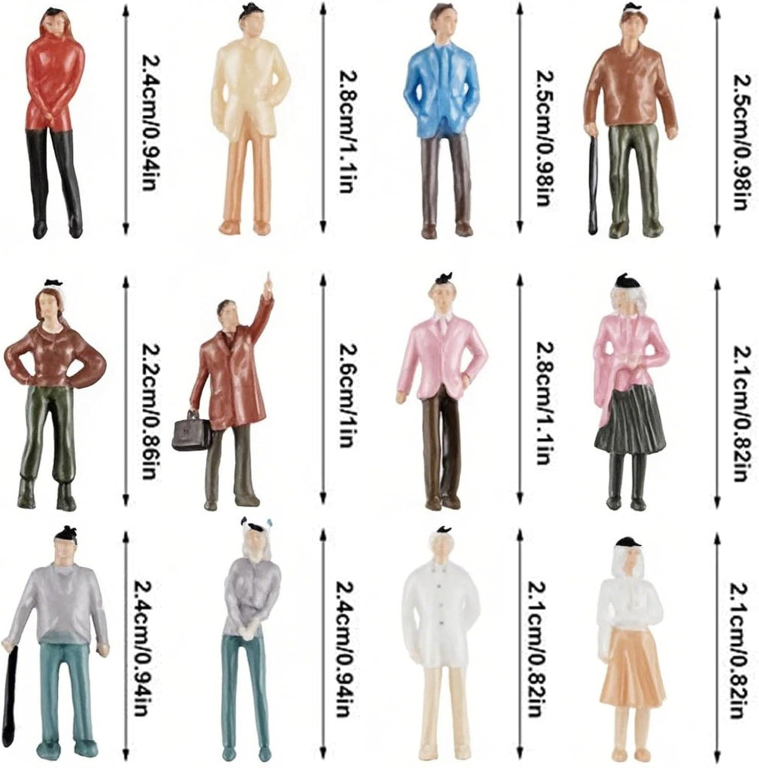 Gejoy 100 Pieces Miniature People Figurines 1:75 Scale Model Train Architectural