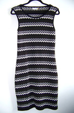 Calvin Klein Sleeveless Sheath Knit Sweater Dress Women M Chevron Stripes Career