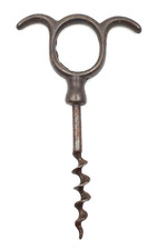 Antique mid 1800's French iron 3 finger puller corkscrew - Great condition