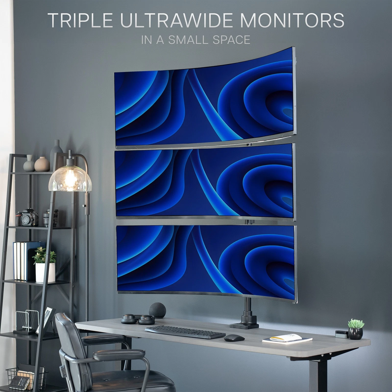 VIVO Triple Ultrawide Stacked Monitor Desk Mount