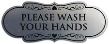Designer Please Wash Your Hands Sign - Easy Installation Durable Wall or Do...