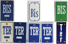 Vecchia insegna smaltata da parete targa cancello porta alternativa numero civico francese BIS TER