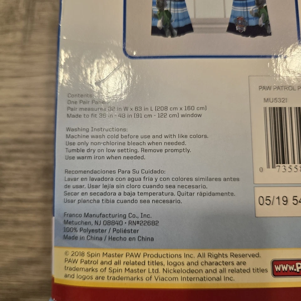 Paw Patrol painéis de microfibra cortinas 82”x63 para caber 36”x48” - Imagem 4 de 4