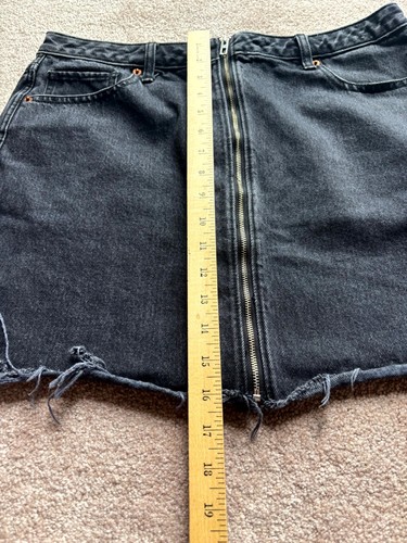 Abercrombie & Fitch 14/32 Zoe Skirt Black Denim Zip Front Mini - Picture 2 of 5