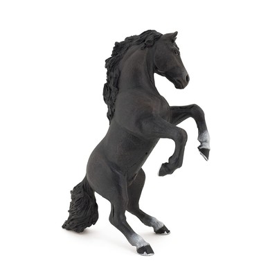- Hand-Painted - Figurine - Horses,Foals and Ponies - Black Reared Up Horse F...