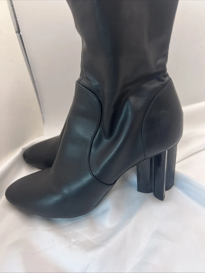 Louis Vuitton Silhouette Negro Cuero Botines Tacones Altos Talla 36 EE. UU. 5,5 Foto 3 de 4