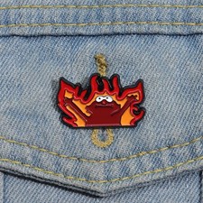 Fire Helllmo Enamel Pins Custom Cute Cartoon Brooches Lapel Badges Funny Anime A