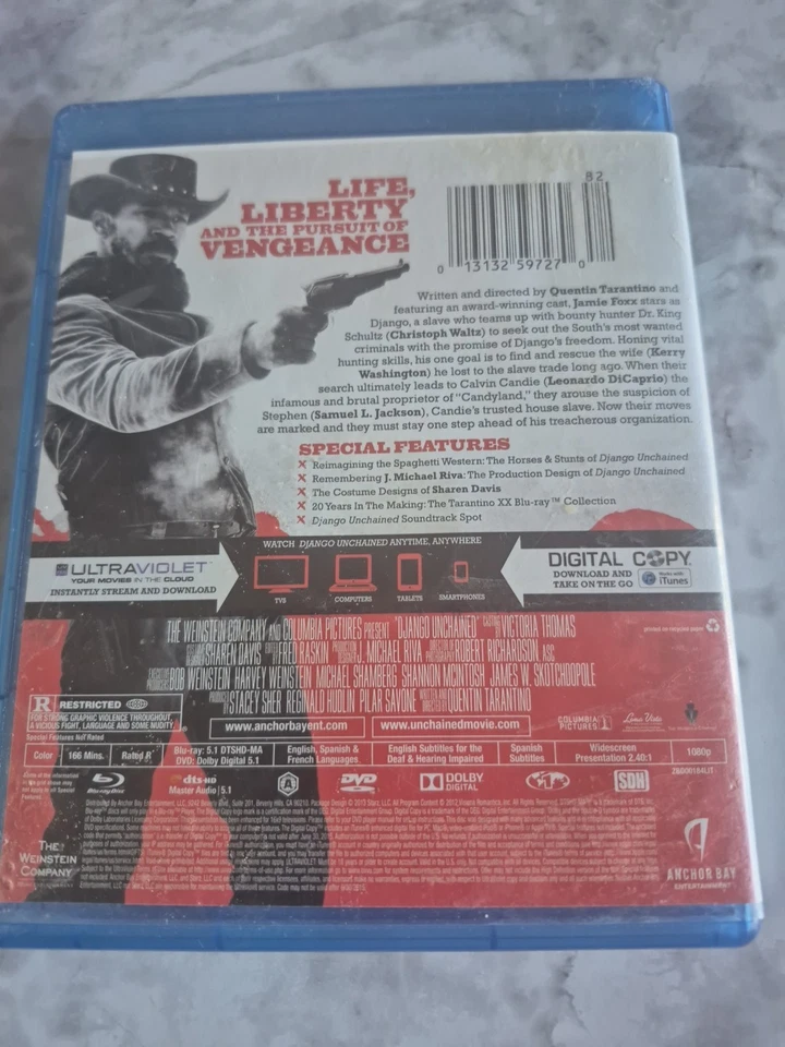Django Unchained Blu-ray DVD 2013 3 Disc Set Digital Copy UltraViolet - Image 2 of 4