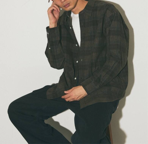 (ASK availability first) JOURNAL STANDARD Patterned corduroy regular shirt new - Picture 2 of 13