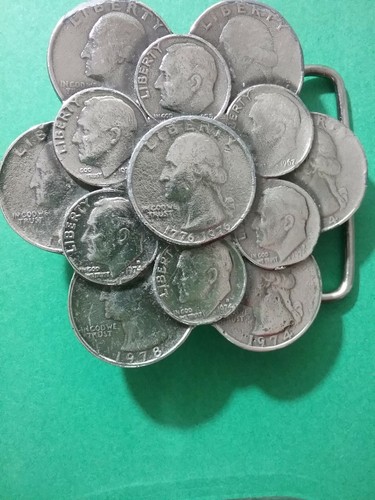 Vintage USA MADE 1979 Quarters Dimes Nickels Belt Buckle--Chicago Buckle Co. - Picture 6 of 6