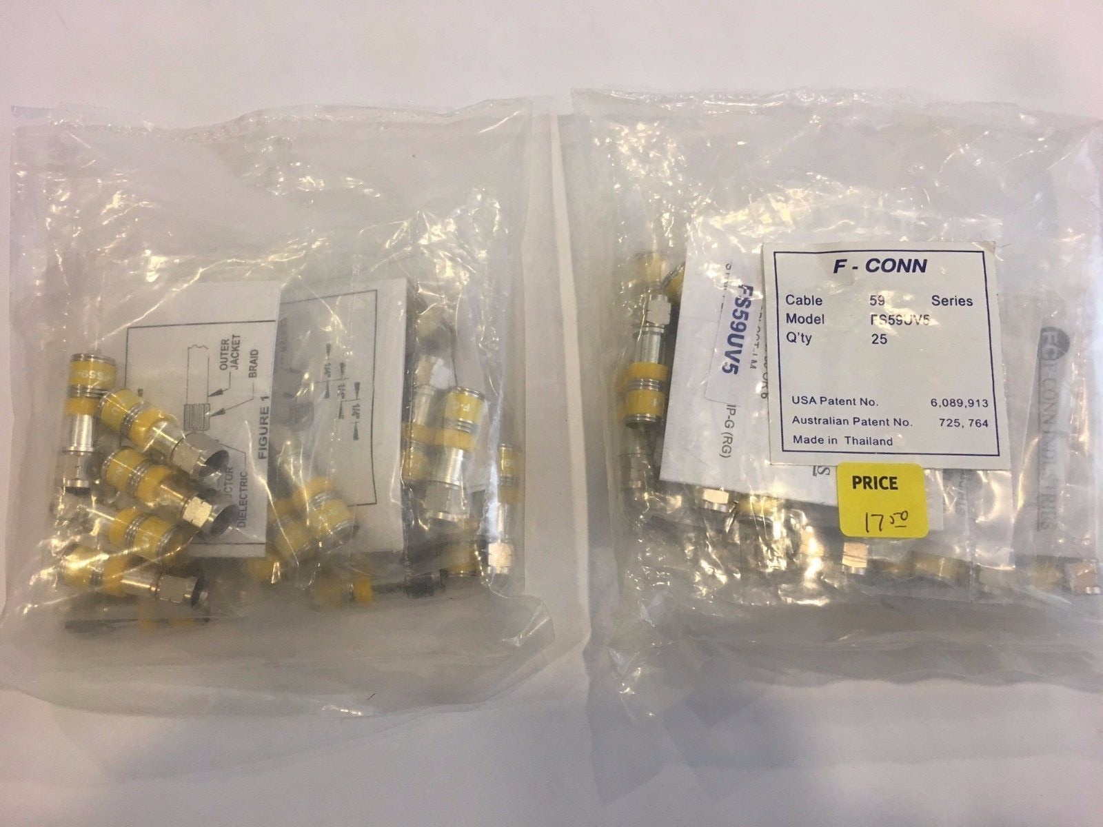 F-Conn Compression F connectors - Bag of 30 for RG-59 cable - PRICE ...