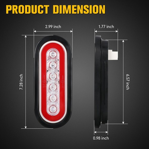 2x luces traseras LED ovaladas para camión remolque parada giro luz de reversa 6"" rojo ámbar - Imagen 4 de 10