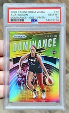 2020 Panini Prizm WNBA A'JA WILSON #12 Gold Prizm /10 Dominance PSA 10 Gem POP 1