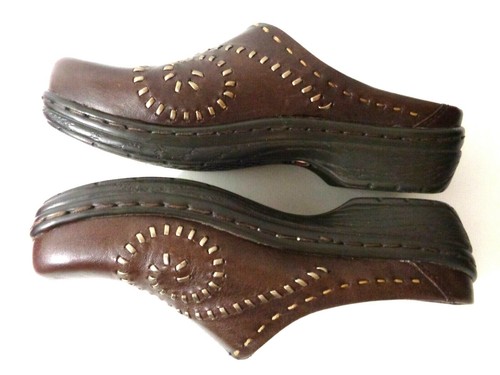 KLOGS US 6M Portofino Marrón Cuero Suave Zuecos Sin Cordones Zapatos Acento Remolino - Imagen 5 de 8