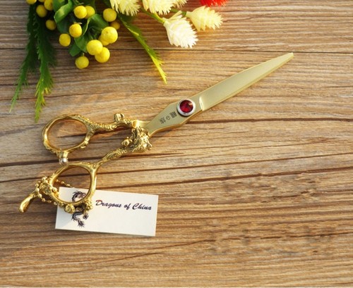 Set 6"Parrucchiere professionali taglio forbici diradamento cesoie barbiere oro - Foto 2 di 5