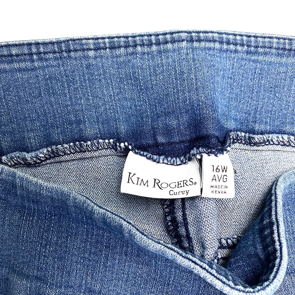 Pantalones de mezclilla Kim Rogers curvilíneos rectos para mujer talla 16W azul lavado medio Foto 3 de 4