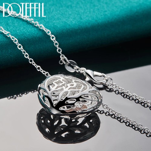 DOTEFFIL 2pz Ciondolo Cuore Cavo Argento Sterling 925 Collana Orecchini Gioielli - Foto 6 di 6