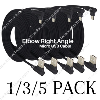 Micro USB Cable 90 Degree Right Angle Charging 3/6/10Ft For Samsung Android Lot