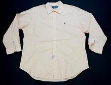 Rare VTG RALPH LAUREN Small Pony Pinstriped Dress Shirt 90s Polo Orange 17 1/2