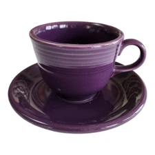 Homer Laughlin Fiesta Mulberry Footed Cup & Saucer Set