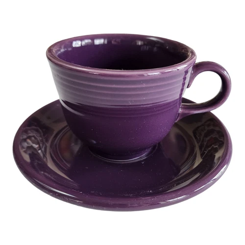 Homer Laughlin Fiesta Mulberry Footed Cup & Saucer Set