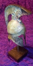9" Mini Cast Bronze/Copper Ancient Greek Spartan Helmet, Museum Miniature NICE!