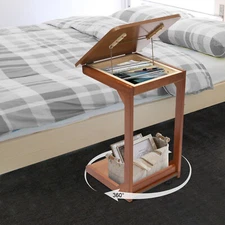 C-shaped Table Couch Table Sofa Bed Side Table W/ Wheels 40*40*63cm 0-40° Angle