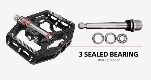 MTB Bicycle Cycling Non-Slip Pedals Aluminum Alloy Flat Platform Waterproof - Picture 19 of 33