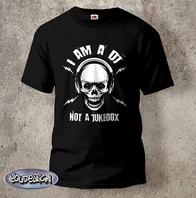 I am a DJ not a Jukebox T-Shirt Music Skull Shirt DJ Deejay Funshirt Kult S-5XL