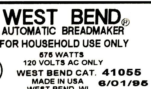 West Bend Bread Machine Manual – Compatible With Models 41055, 41062, 41063, 41065, 41067, 41072, 41073, 41075