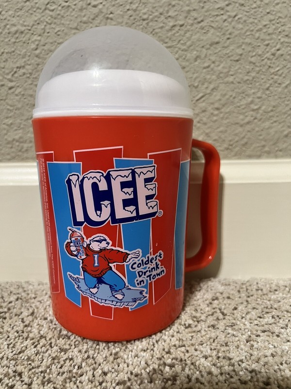 ICEE 10oz Plastic Slushy Cup Mug Red Blue Hard To Find Rare Mug