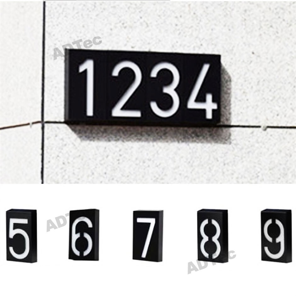 Solar Power House Number LED Lights Hotel Door Address Digits Plate