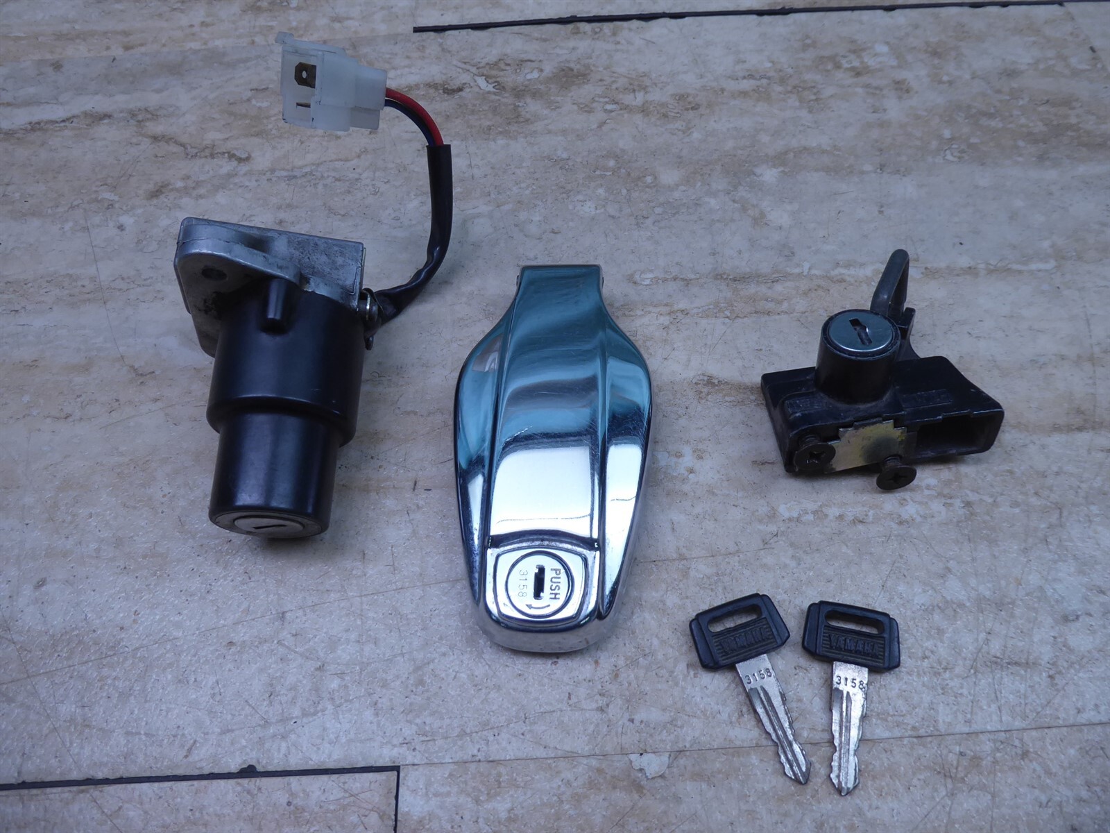 1980's Yamaha XS650 Twin Ignition Helmet Gas Tank Lock Set w/ Keys