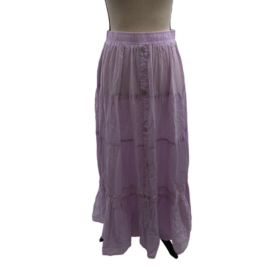Easel Los Angeles Medium Lilac Flowy Boho Peasant Maxi Skirt eBay