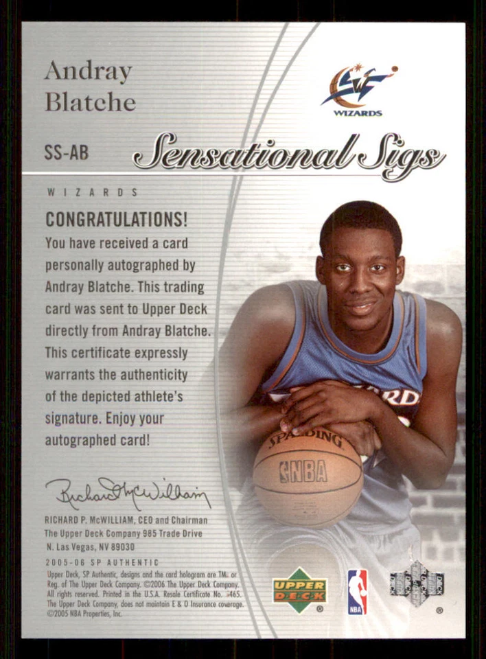 2005-06 SP Authentic Sensational Sigs #AB Andray Blatche - Image 2 of 2